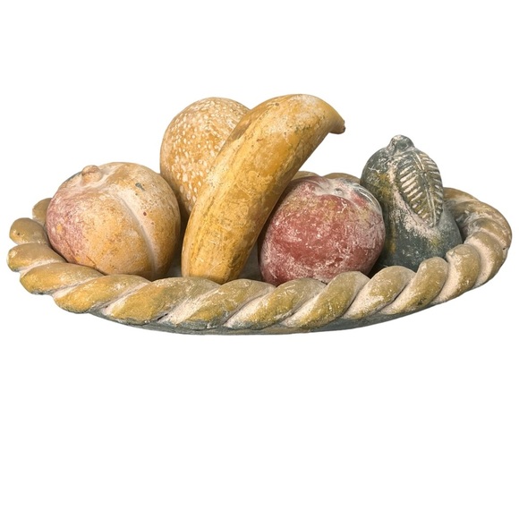 Vintage Other - Mid century Modern Hand-painted Clay Fruit Braided Bowl Vintage TableTop MCM